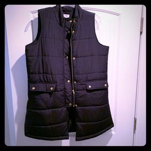 Navy and gold long puffy vest